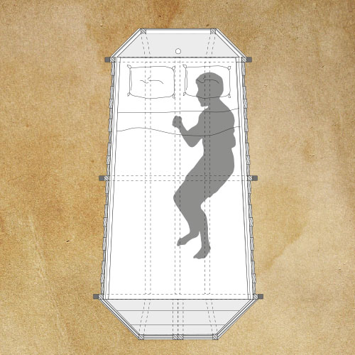 Ronnie Kommene technical drawing of the inside of the Bedbug